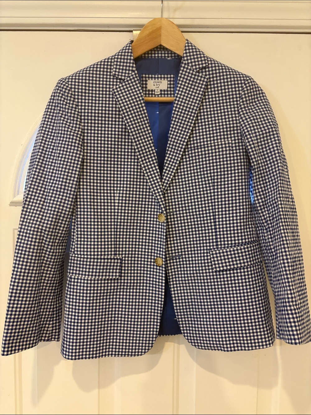 crown & ivy Kids Navy and White Gingham Blazer